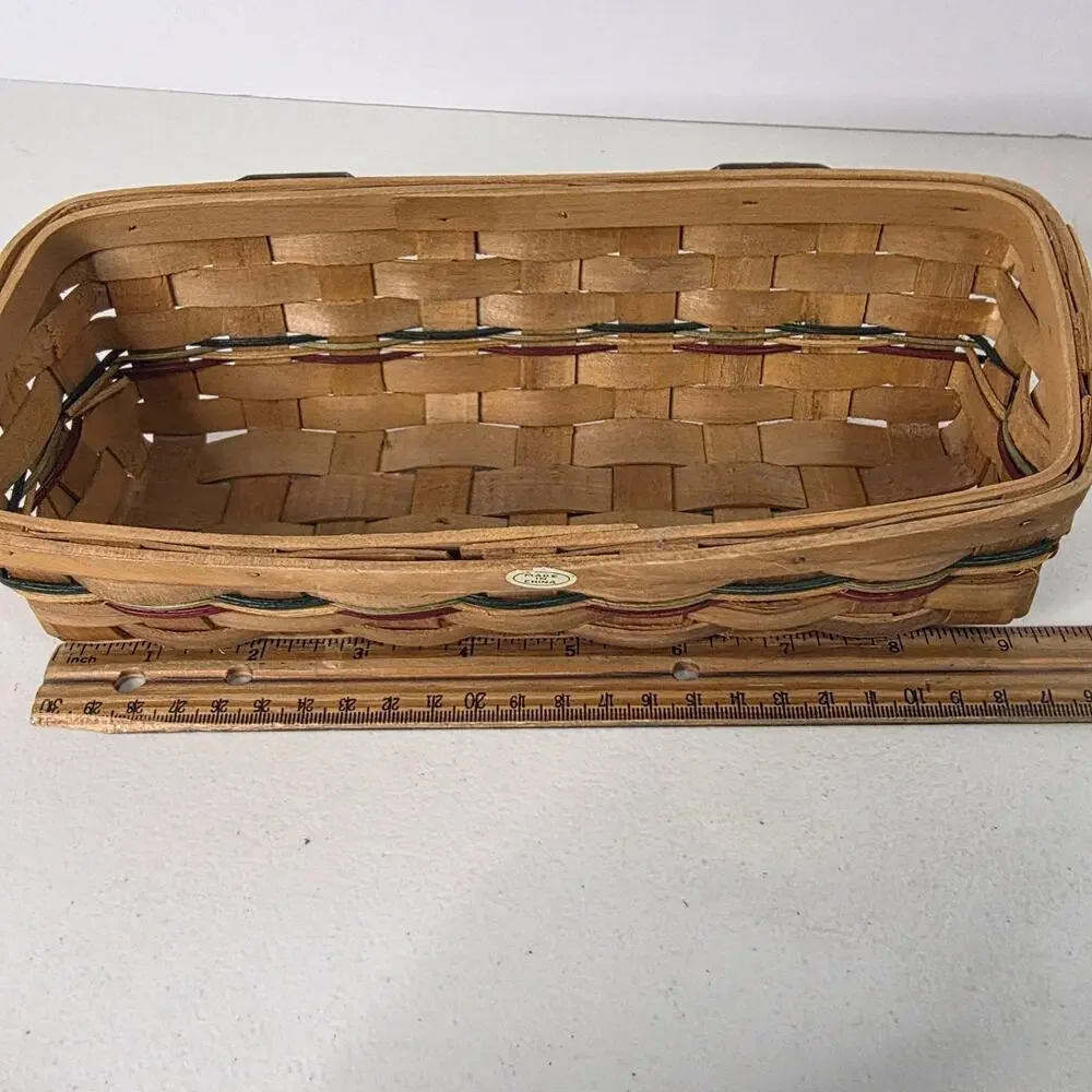 Woven Rectangular Basket Wood Splint Storage Organizer Wall Farmhouse Decor